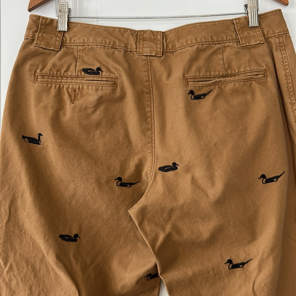 L.L. Bean Cognac Brown Chinos Pants w Ducks Embroidery Size 35 34 RARE FIND! - Picture 9 of 13